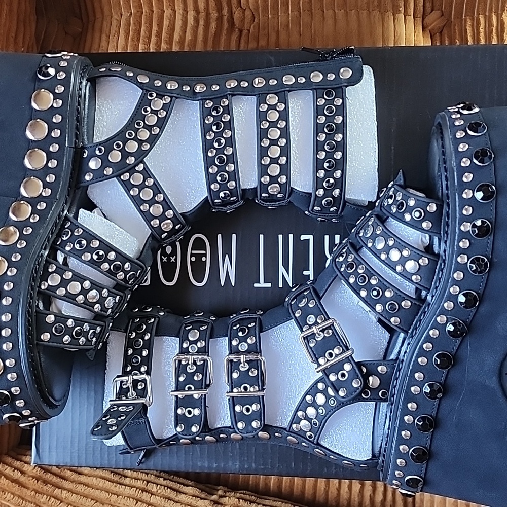 Studded Black Goddess Gladiator Sandals